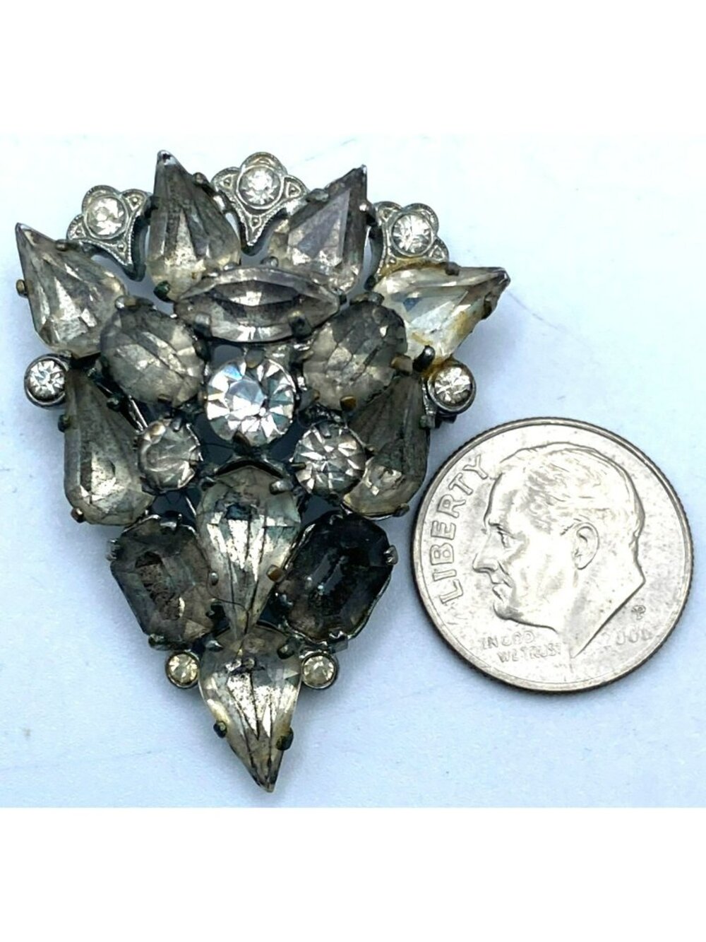 Czech Czechoslovakian Rhinestone Brooch Pin Vintage 40's 50's MARKED! - Picture 9 of 9